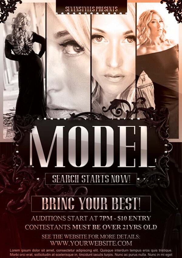 Классический постер MODEL шоу Free PSD